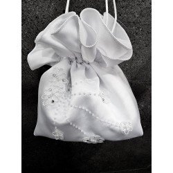 Satin White First Holy Communion Handbag Style CB062