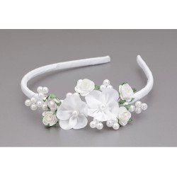 WHITE/GREEN FIRST HOLY COMMUNION HEADBAND STYLE OW-037