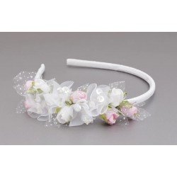 White/Pink/Green First Holy Communion Headband Style OW-066