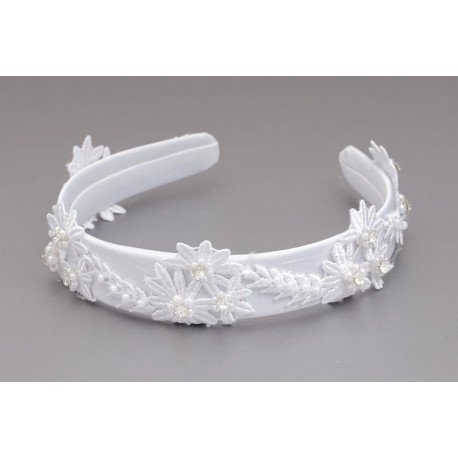 WHITE FIRST HOLY COMMUNION HEADBAND STYLE OW-067