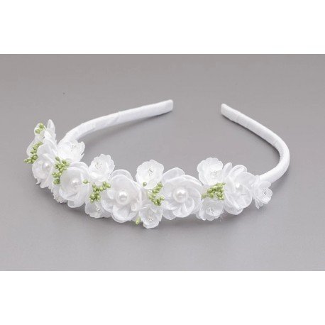 WHITE/GREEN FIRST HOLY COMMUNION HEADBAND STYLE OW-014