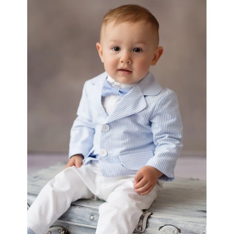 White/Blue Baby Boy Christening Suit