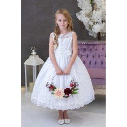 JOAN CALABRESE WHITE TEA-LENGTH FIRST HOLY COMMUNION DRESS STYLE 121301