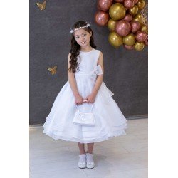 JOAN CALABRESE WHITE TEA-LENGTH FIRST HOLY COMMUNION DRESS STYLE 121306