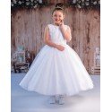 JOAN CALABRESE WHITE TEA-LENGTH FIRST HOLY COMMUNION DRESS STYLE PJ-18