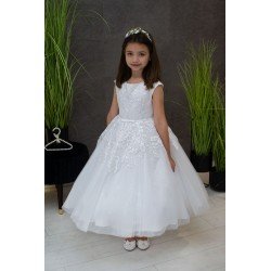 JOAN CALABRESE WHITE TEA-LENGTH FIRST HOLY COMMUNION DRESS STYLE PJ-15