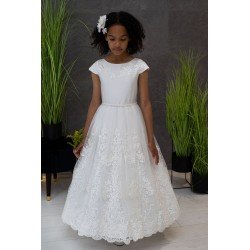 Handmade Classic Tulle&Lace Communion Dress with Embroidery ANDREA IVORY