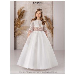 CARMY IVORY/PINK HANDMADE FIRST HOLY COMMUNION DRESS STYLE 3204