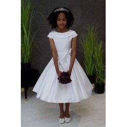 White Ballerina Length Handmade First Holy Communion Dress Style MAGNOLIA SHORT