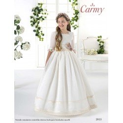 CARMY HANDMADE IVORY/PINK UNIQUE FIRST HOLY COMMUNION DRESS STYLE 2813