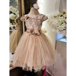 Beige/Pink Flower Girl/Special Occasion Dress Style 2414