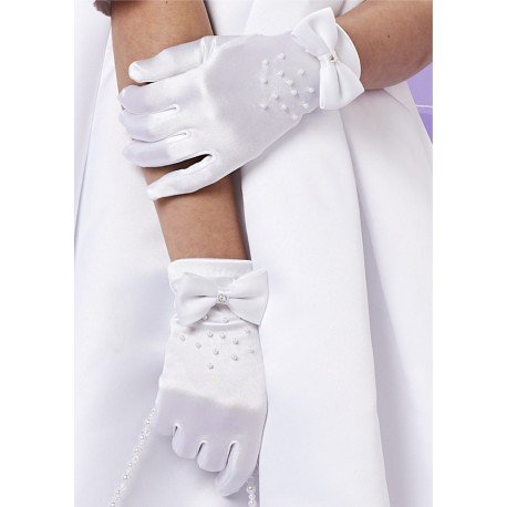 White First Holy Communion Gloves Style STELLA