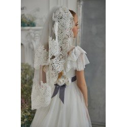 Ivory First Holy Communion Veil with Lace Style A48