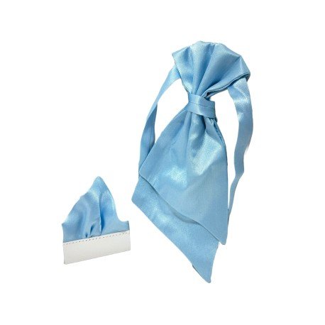 Elegant First Holy Communion/Special Occasion Baby Blue Cravat for Boys with Handkerchief Style C07