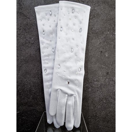 Shining Long Richly Decorated Satin Communion Gloves style 783