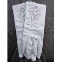 Shining Satin Communion Gloves with Pearls style 776