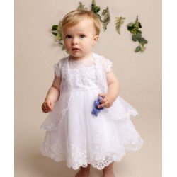 Christening Baby Girl Dress in White Style MELODY