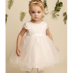 CHRISTENING BABY GIRL DRESS IN IVORY STYLE FAY