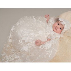 Christening Gown and Bonnet in Ivory Style RACHEL