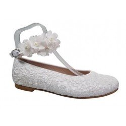 White Handmade Spanish First Holy Communion Shoes Style 9505-00