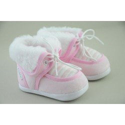 Baby Girl Striped Boots with Fur 113-2 
