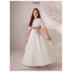 CARMY IVORY/PINK HANDMADE FIRST HOLY COMMUNION DRESS STYLE 4652