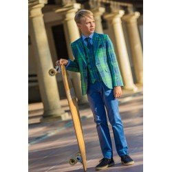 One Varones Green Chequered First Holy Communion/Special Occasion Waistcoat Style 10-10024 85