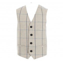 One Varones Beige Check First Holy Communion/Special Occasion Waistcoat Style 10-10023R 51