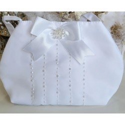 Little People White First Holy Communion Handbag with Satin Bow Style 6035