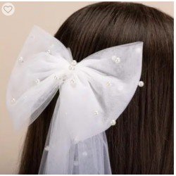 White First Holy Communion Hair Bow Style PBH7049