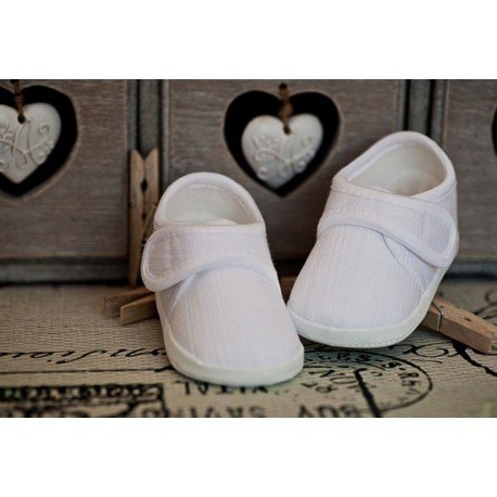 Baby Boys White Linen Christening Baptism Shoes M008 