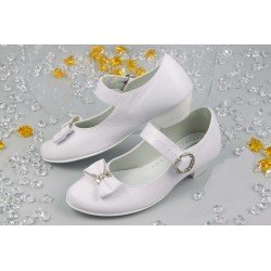 White Leather First Holy Communion Shoes Style 903