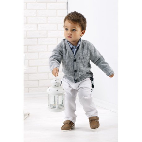 Baby Boys Gray/White Christening/Special Occasions Set Style WA002