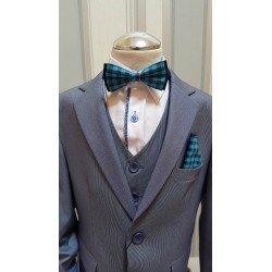  Turquoise Checkered Bow Tie and Handkerchiefs Style MC 115