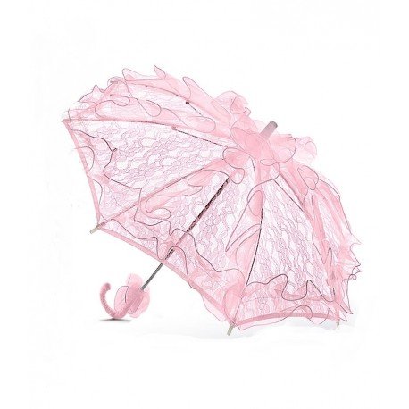 Handmade Pink Lace Flower Girl/ Bridesmaid Parasol Happy Hannah Long p06