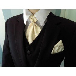 Elegant Ivory Cravat for Boys with Handkerchiefs c01