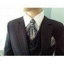 Stylish Black/Silver Cravat with Handkerchiefs c03