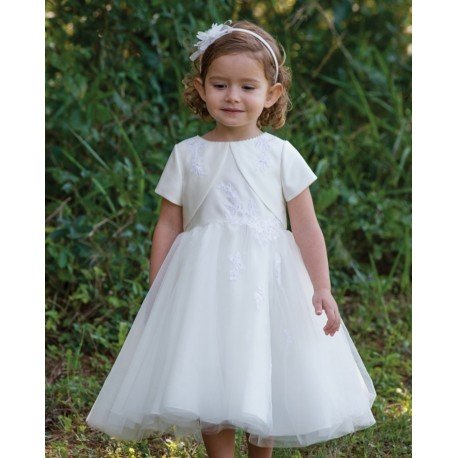 Ivory Princess Flower Girl Bolero Dress with Tulle&Lace by Sarah Louise Style 070025