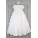 Sarah Louise Ivory Bead and Flower Christening Gown and Bonnet Style 165S