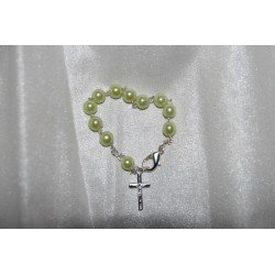 Baptism Baby Bracelet 10th Rosary Pearl-Green
