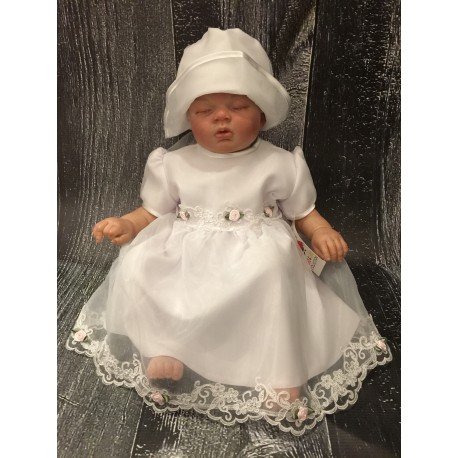 Pretty Christening /Special Occasion Dress with Lace and Roses style Tina