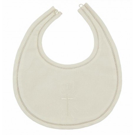 Ivory Christening Bib with Cross from Sarah Louise Style 3309