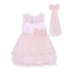 Ivory Flower Girls / Special Occasion Dress with Bow Veil Style 4918