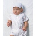 Sarah Louise White Boys Christening Romper with Bonnet Style 002210S