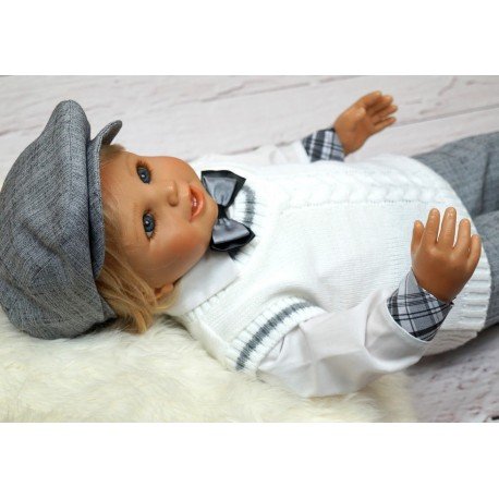 Lovely Baby Boy Christening/Special Occasion White and Grey Outfit style Stas