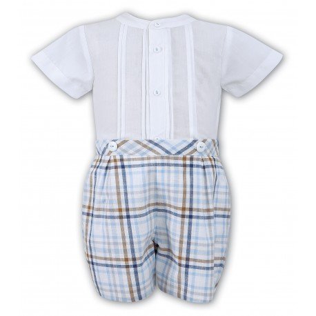 2 Piece Set White & Blue & Beige Christening / Special Occasions Boy Outfit Style 010714