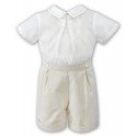 Sarah Louise 2 Piece Set Ivory & Beige Special Occasions Boy Outfit Style 010704