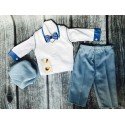 Unusual White and Blue Baby Boy Outfit with Blue Cuffs style Anchor Cuffs