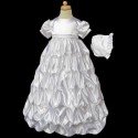 White Satin Richly Decorated Baby Girl Christening Gown by River Oak style: D9025C
